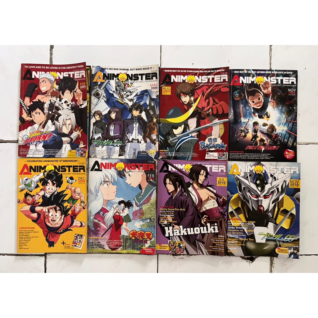 Majalah Animonster vol. 119, 120, 125, 128, 129, 131, 136, & 140 8 Set + BONUS