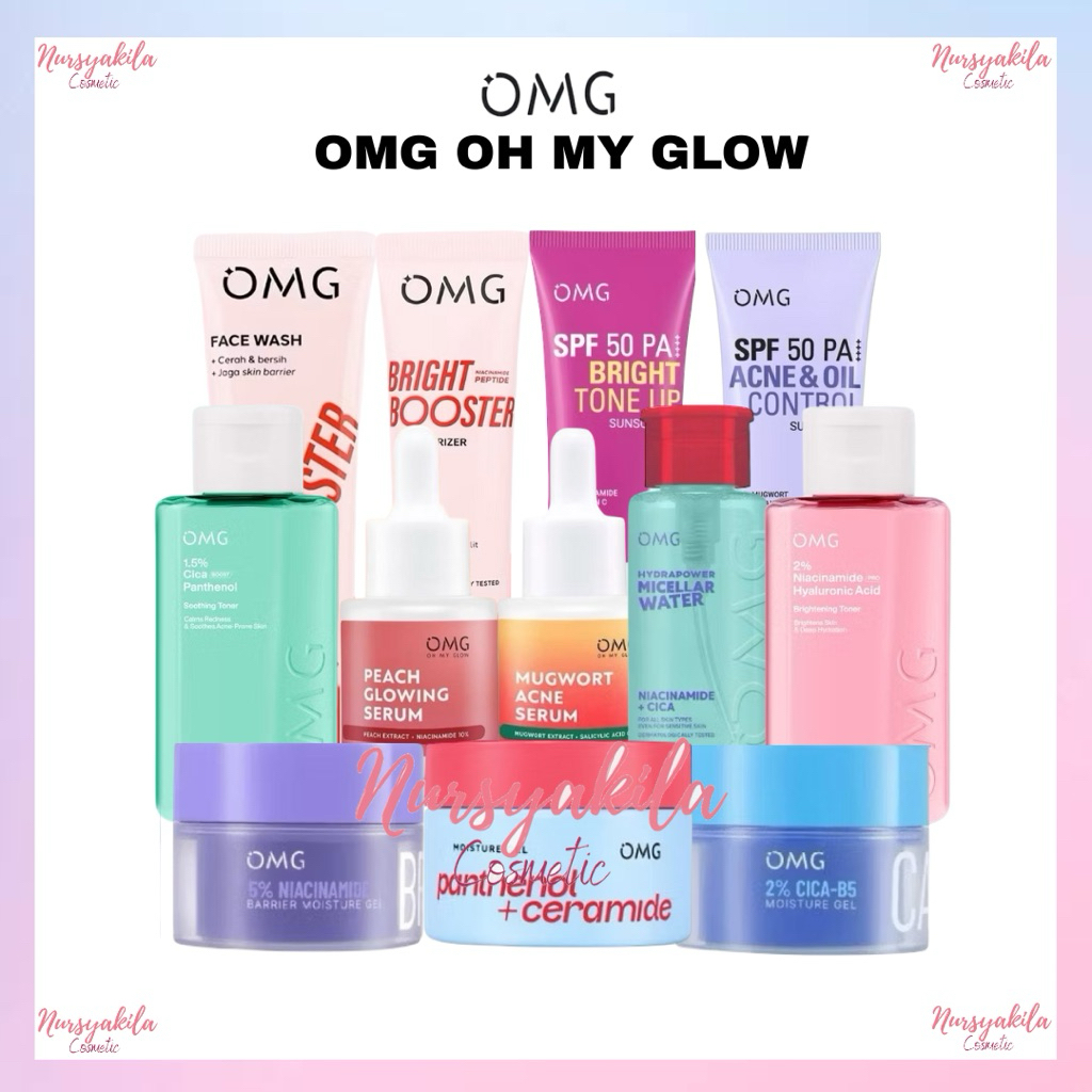 OMG Oh My Glow Peach Glowing Bright Booster Series - Peach Glowing Serum | Mugwort Acne Serum | Face
