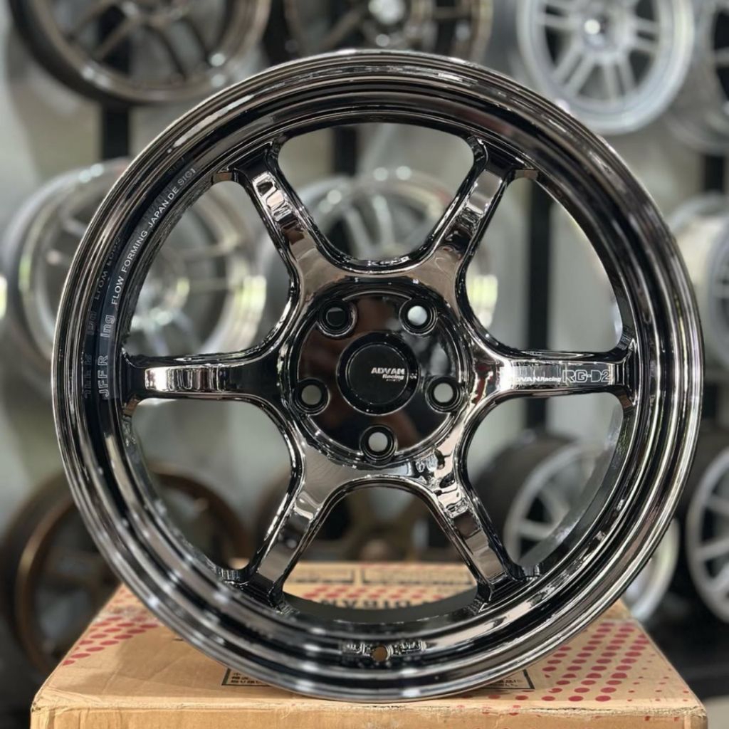 velg advan rg d2 BLACK CHROME ring 18 lebar 9,5 velg mobil ring 18 pnp mobil reborn venturer Innova 