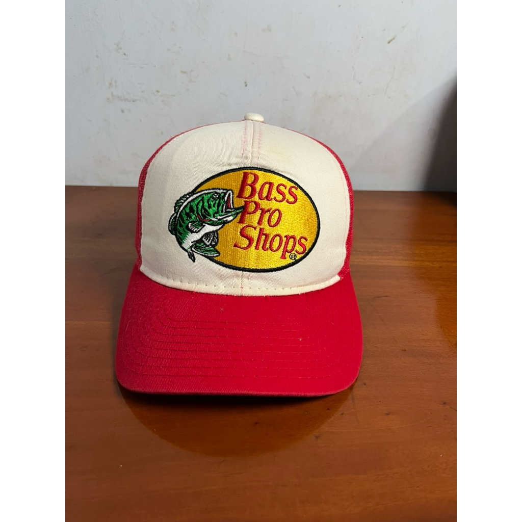 topi bass pro shop trucker bordir original second