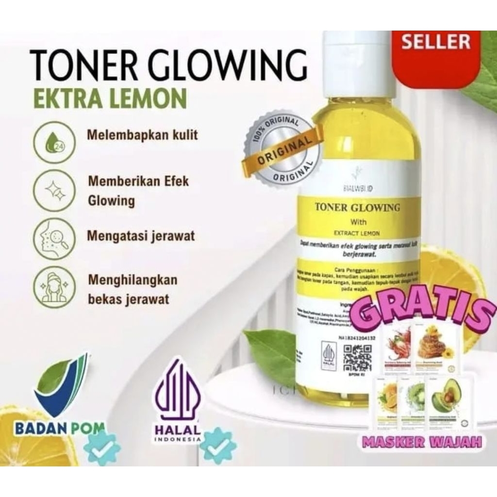 Toner Lemon Toner Glowing Pelicin Wajah Exstrak Lemon( 60ml) BPOM Original