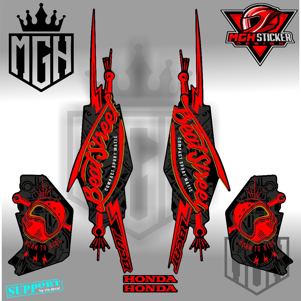 Stiker striping variasi Motor Beat Street Old  2016 2017 2018 2019 Sticker Honda Variasi Modifikasi 