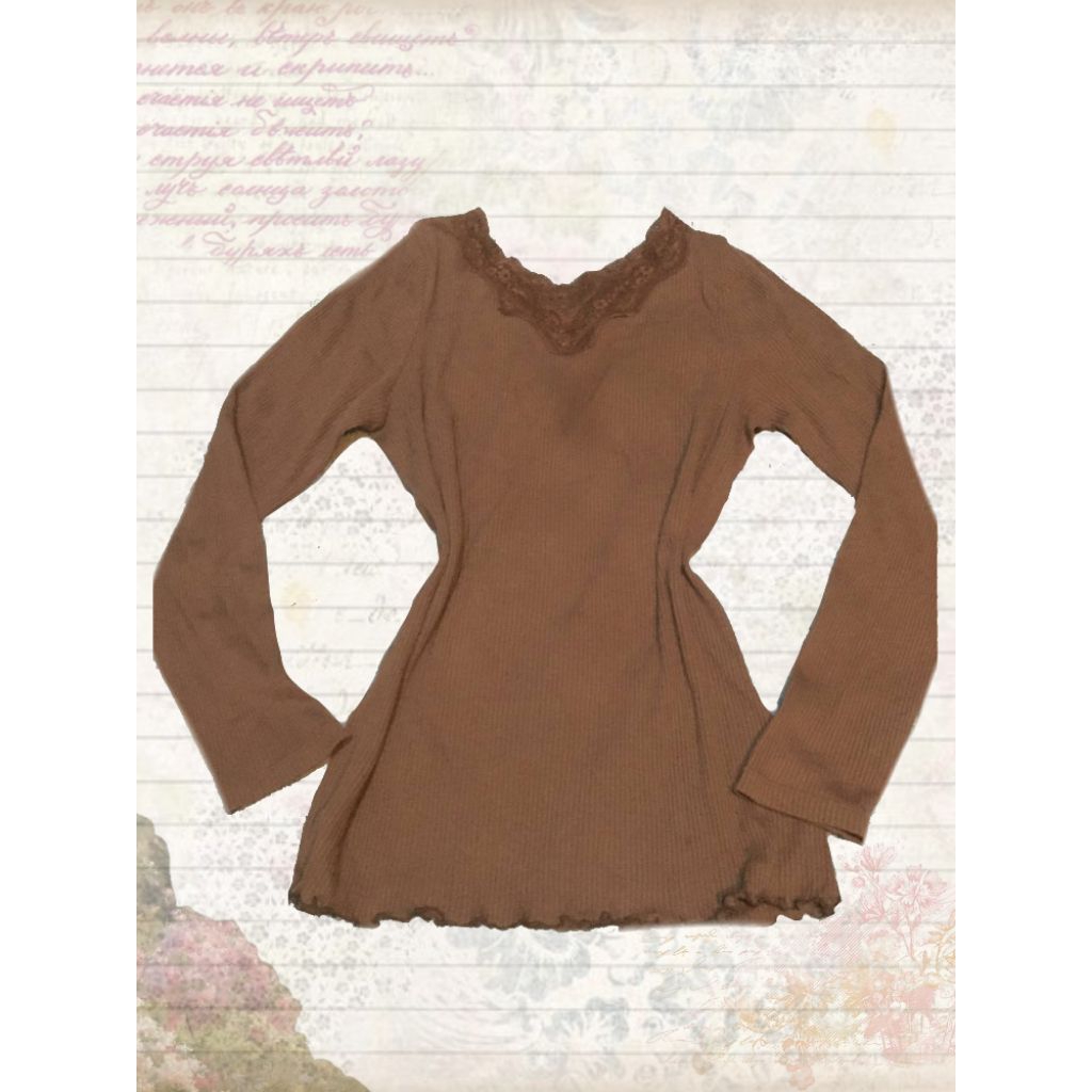 laced chocolate top y2k || neapolitan
|| mori || coquette || lacy || 2000s*.