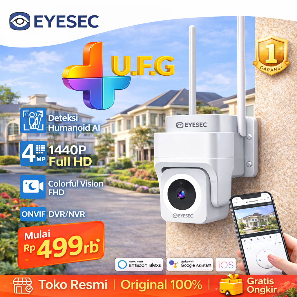 Veryniceuu EYESEC CCTV WIFI ES07 IP Kamera Outdoor CCTV Wifi 4MP Waterproof 360 Derajat 3X Zoom