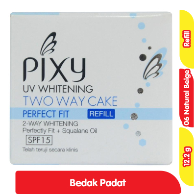 Pixy UV Whitening Bedak Wajah Two Way Cake Perfect Fit Natural Beige Refill