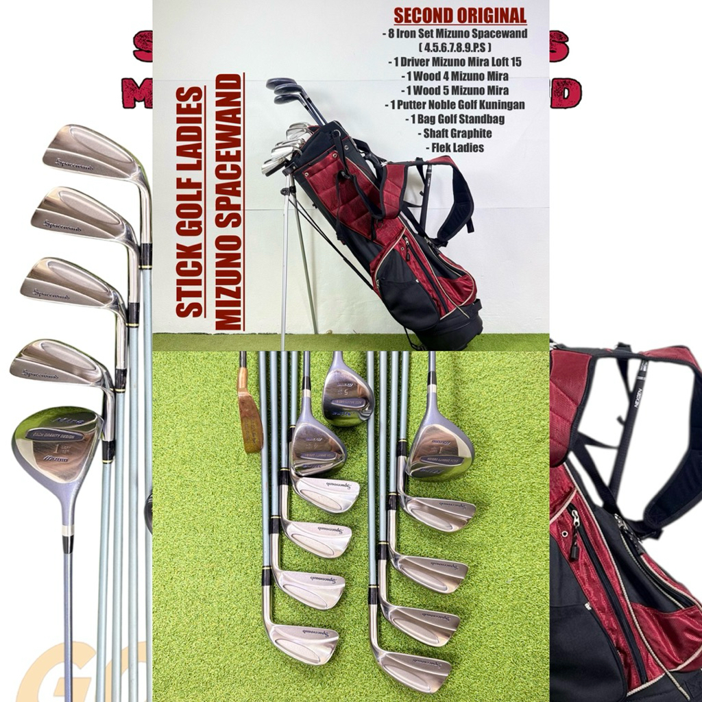 Paket Stick Golf Ladies Mizuno Golf Shaft Graphite Flek Ladies Bekas Original Fullset Bag Golf