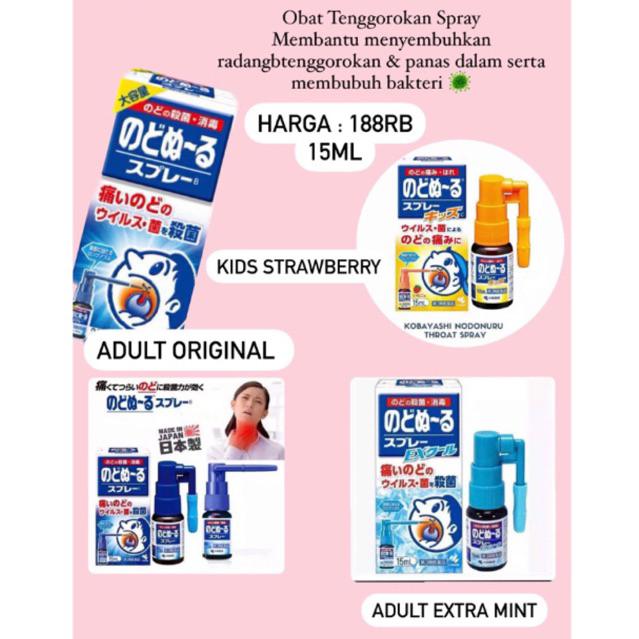 kobayashi nodonuru spray sore throat obat semprot tenggorokan