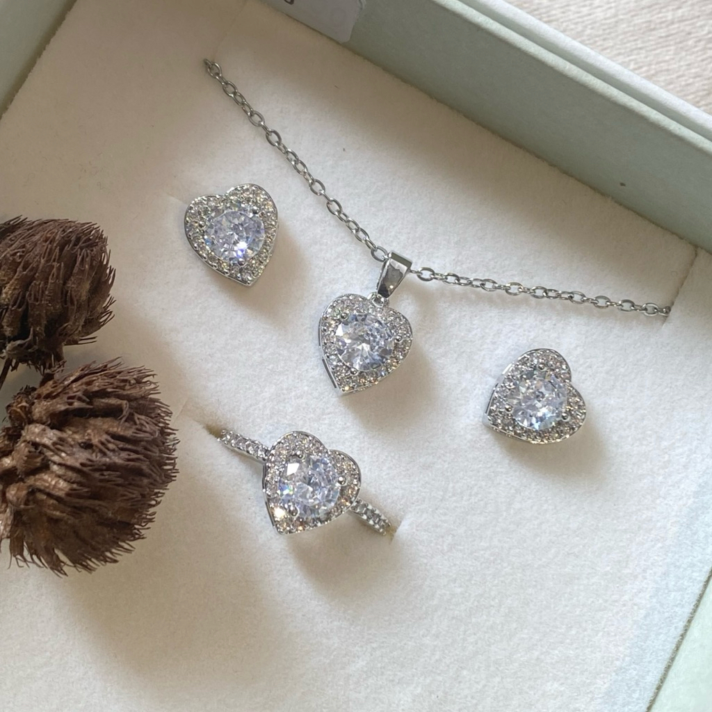 set perhiasan wanita remaja dewasa bahan tembaga lapis emas dan titanium