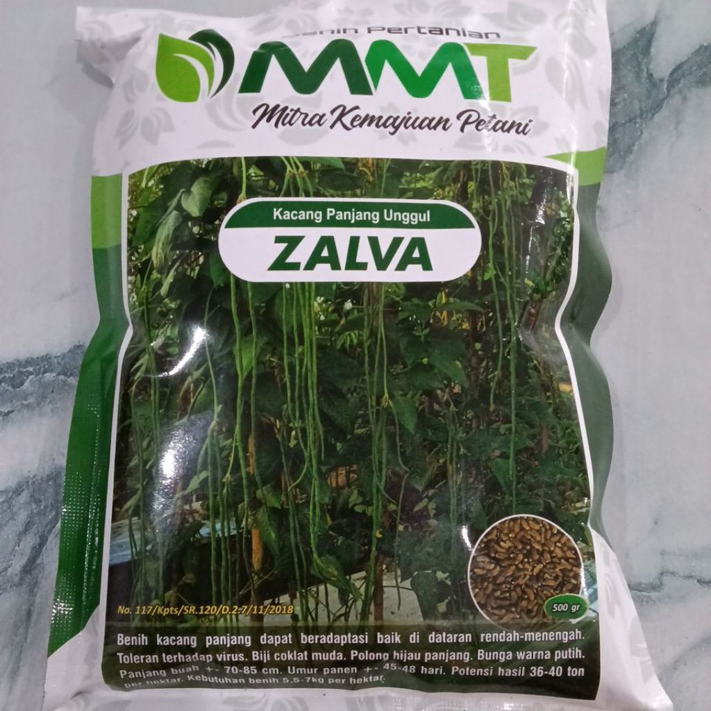 Benih Bibit Kacang Panjang zalva(Tahan Virus). Isi 500 gram Kadaluarsa 2026 Terbaru - Benih Mitra Me
