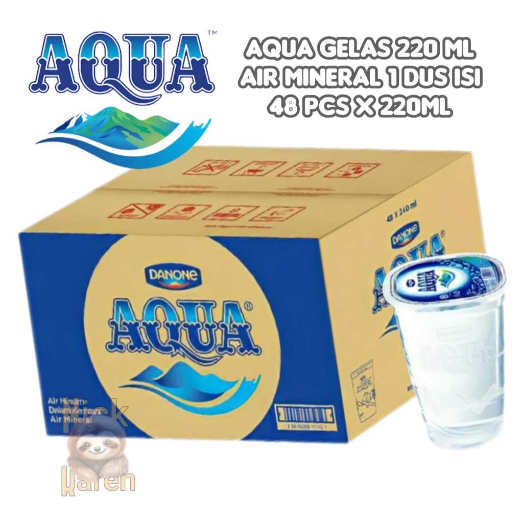 Aqua Air Mineral Gelas 1 Dus 48 pcs x 220ml