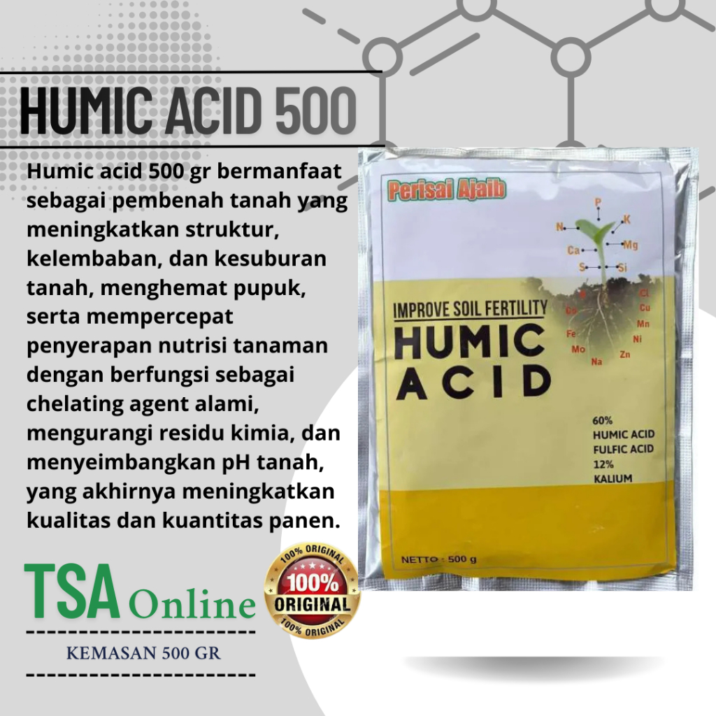 ASAM HUMAT Pupuk Asam Humat Bubuk 500gr Merangsang Pertumbuhan Tanaman Trichoderma
