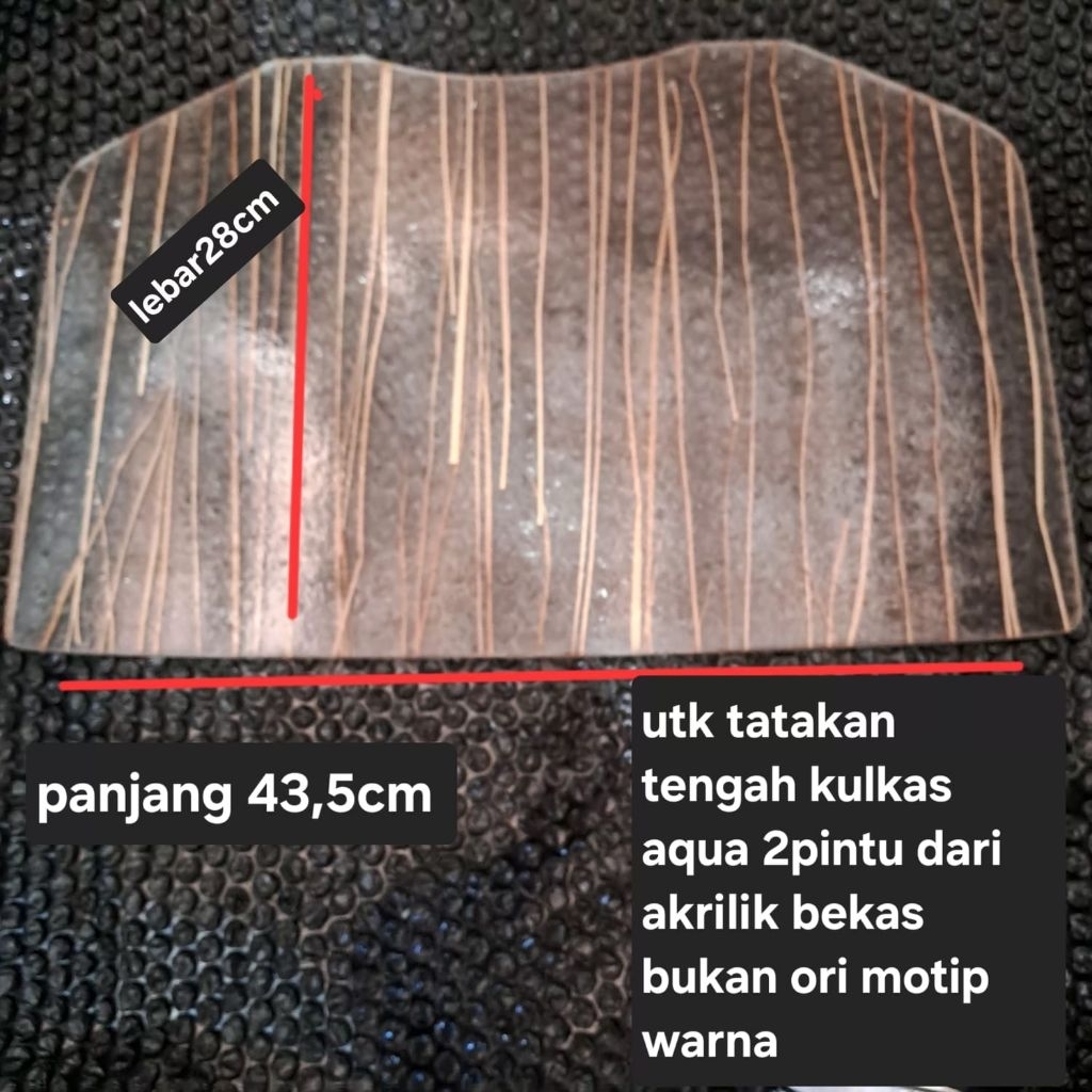 akrilik bekas bukan ori utk rak kulkas aqua 2pintu minus/rijek/warna