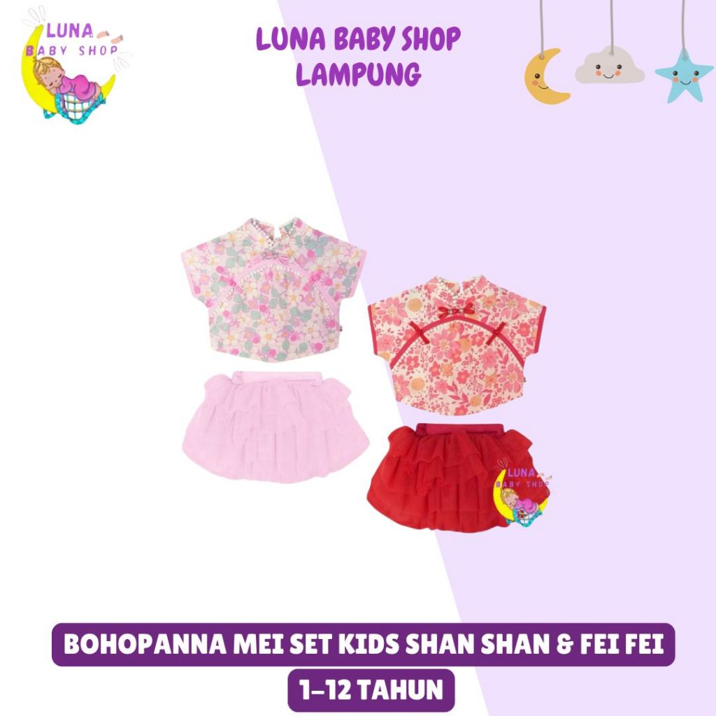 Bohopanna Baju Imlek/Cheongsam/Sincia Bayi & Anak Perempuan/Mei Set 1-12 Tahun