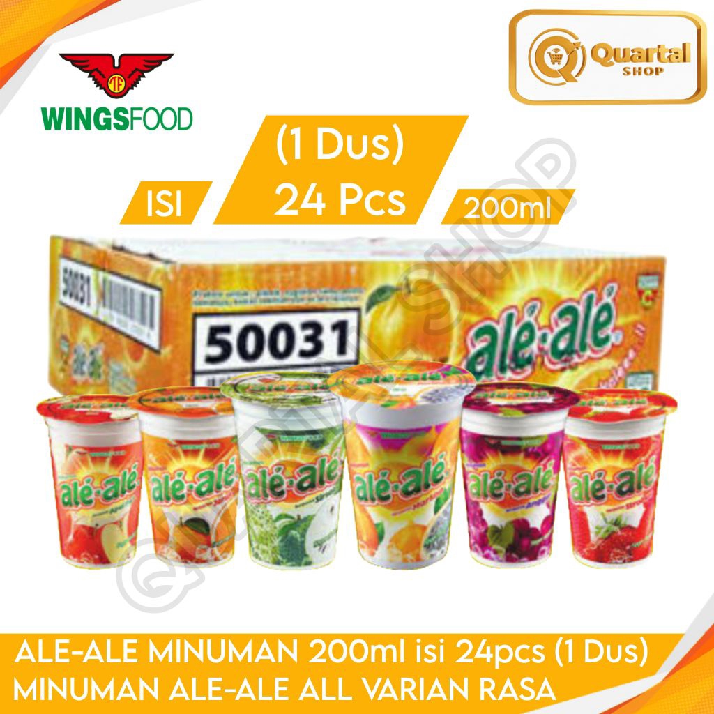 ALE-ALE Minuman Cup 200ml isi 24pcs (1Dus) All Variant Rasa | Ale-Ale Rasa Jeruk | Ale-Ale Rasa Apel