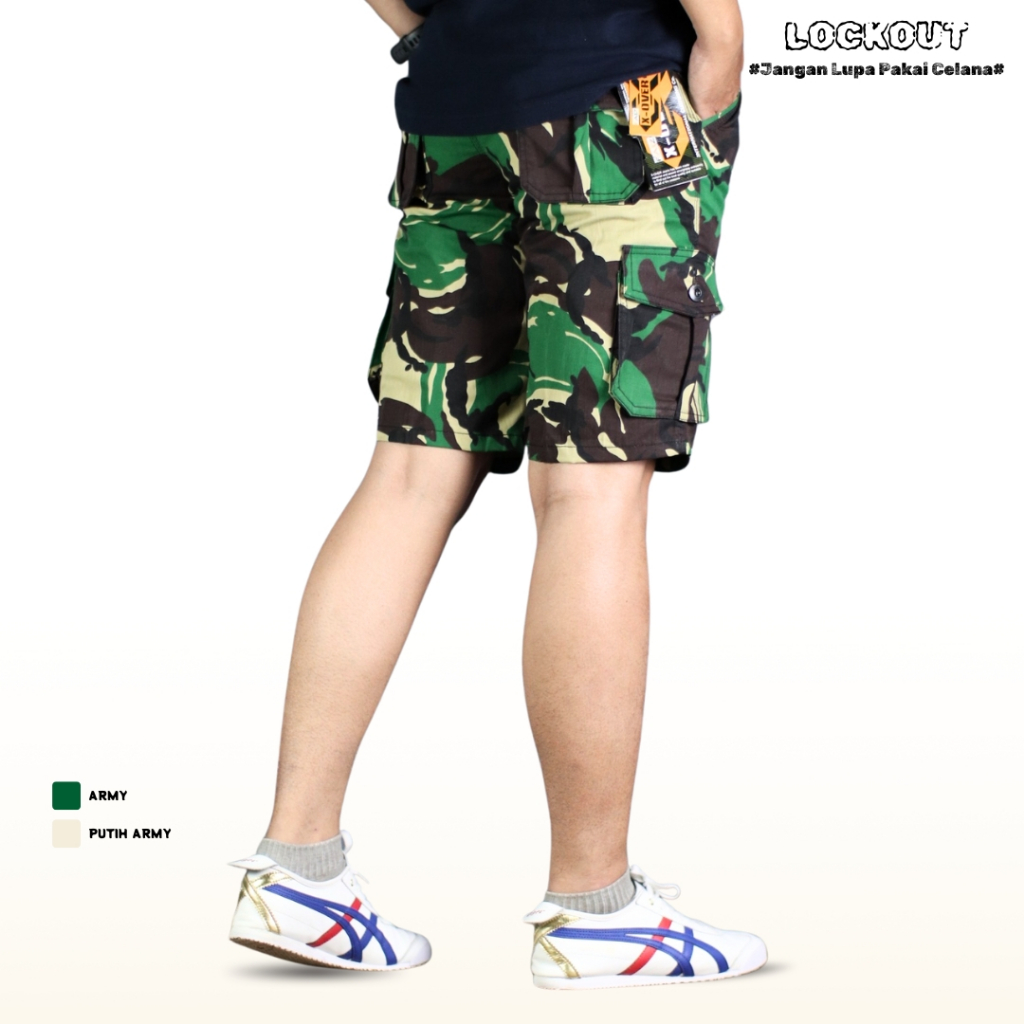 Celana Cargo Camo Loreng Pendek Cargo Loreng Casual Doreng TNI Reguler Fit Casual, Celana Santai X O