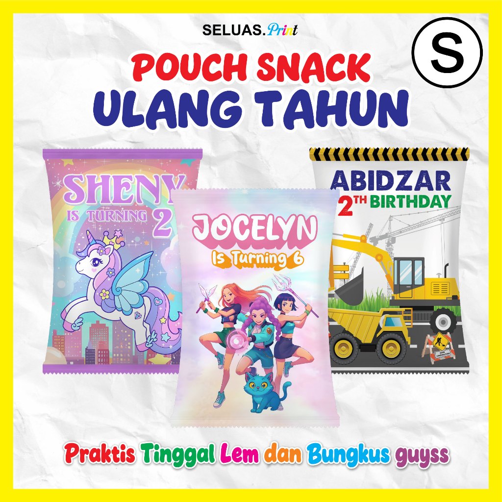 Pouch Snack Jumbo / Kemasan Pouch Snack Ulang Tahun Anak
