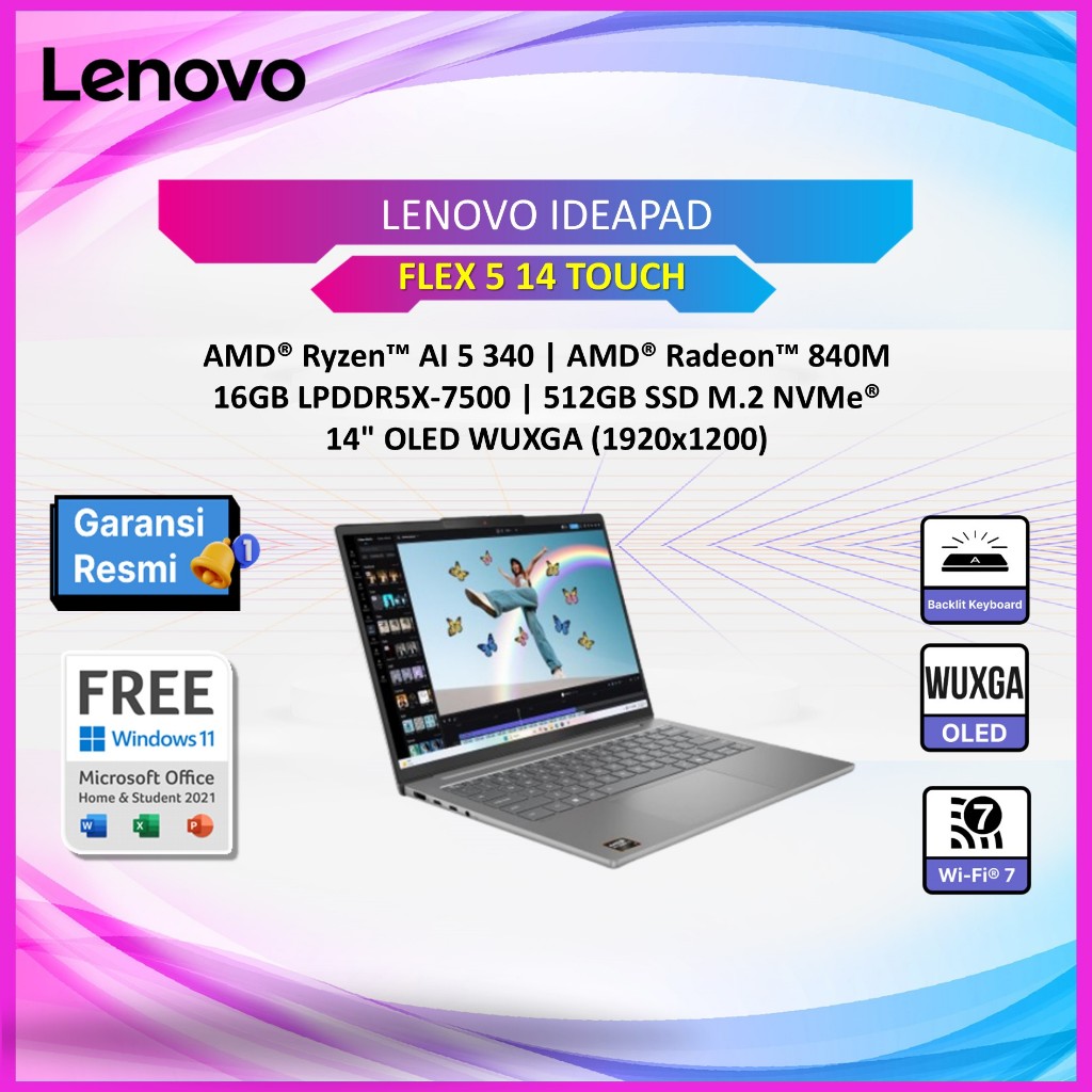 LAPTOP LENOVO IDEAPAD SLIM 5 14 OLED RYZEN AI 5 330 16GB 512GB 14.0WUXGA