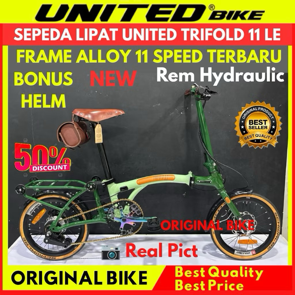 Sepeda Lipat 16 Unitedbike Trifold 11 Speed New
