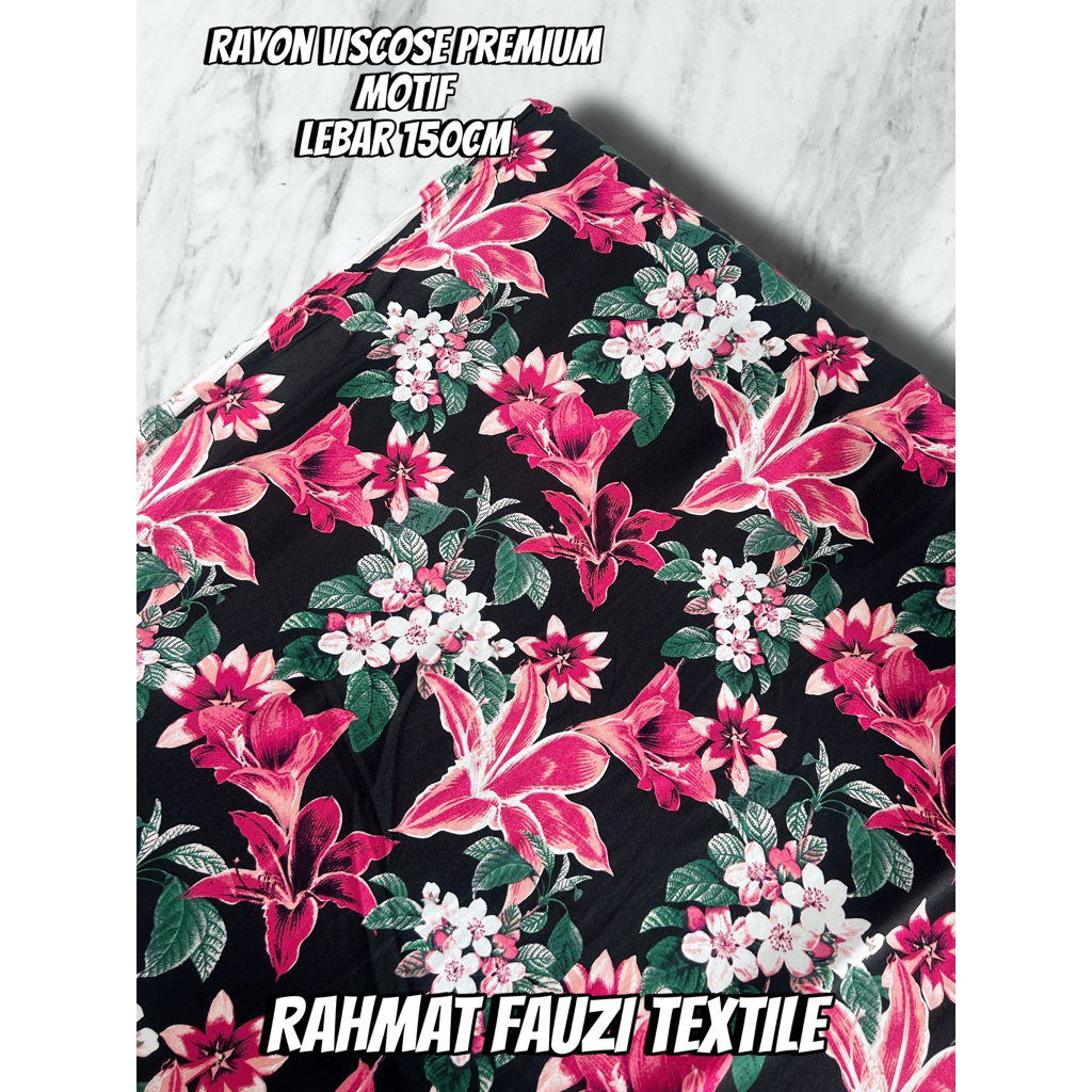 kain katun rayon viscose premium motif bunga besar