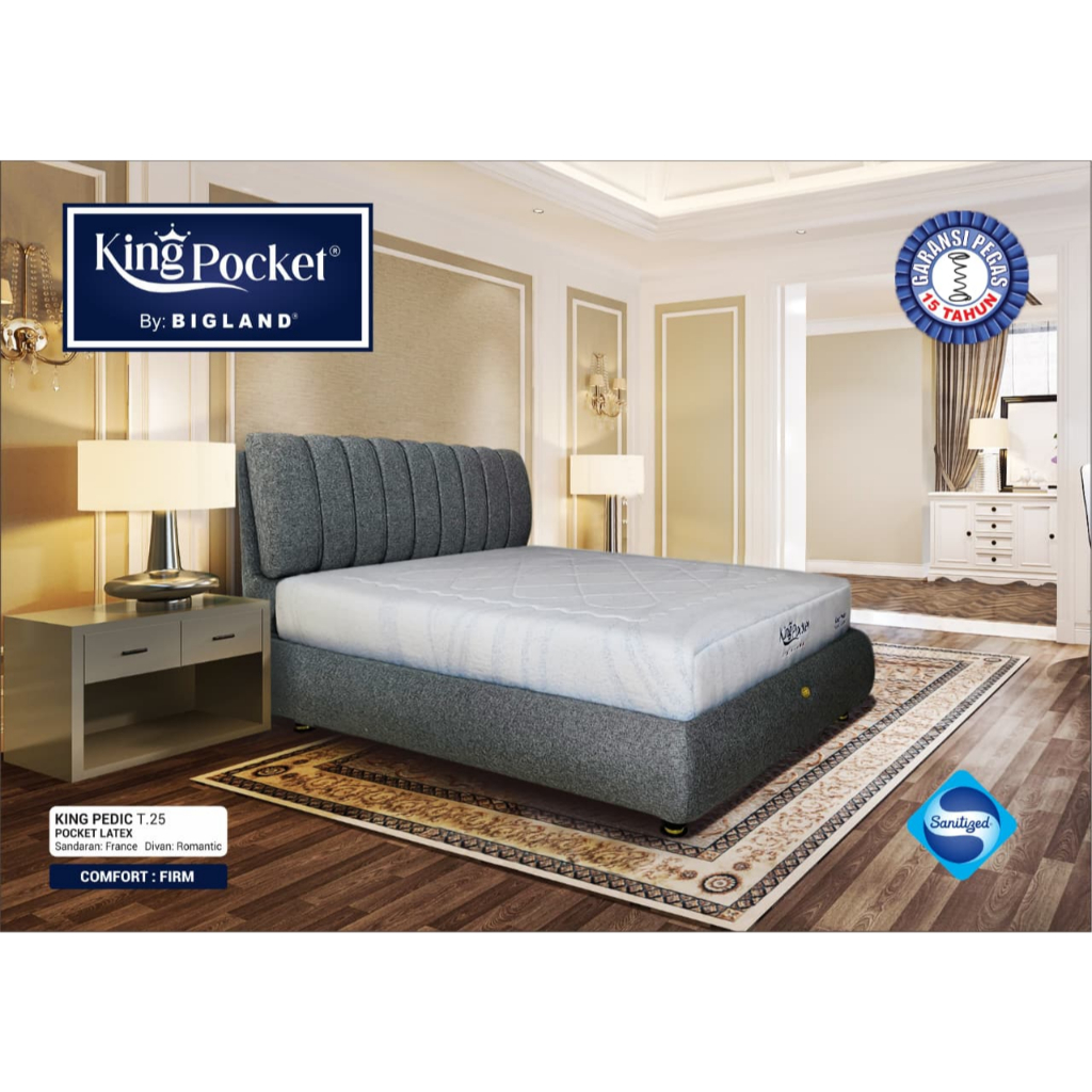 Spring Bed Bigland King Pedic Pocket Latex. Full Set Bigland