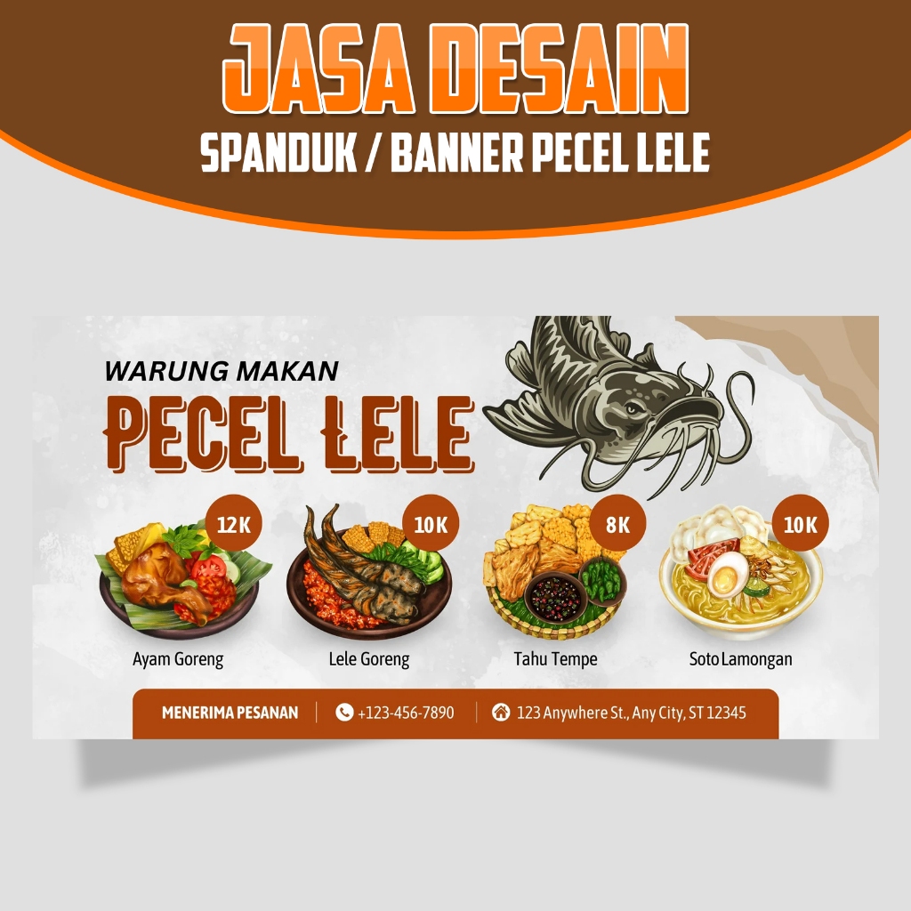 Jasa Desain Banner Pecel Lele / Spanduk Warung Lamongan / Desain Spanduk Makanan Kaki Lima / Spanduk