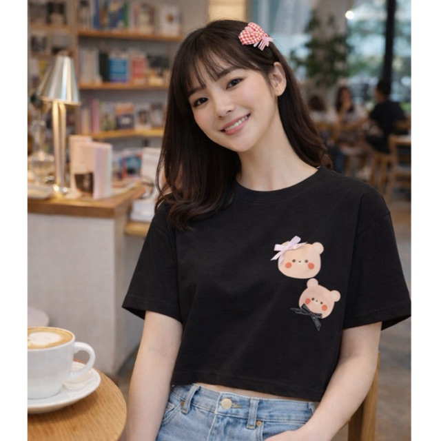 Bear Cute Shirt Baby Tee | Crop Top | Crop Tee | Kaos Crop | Kaos Wanita |