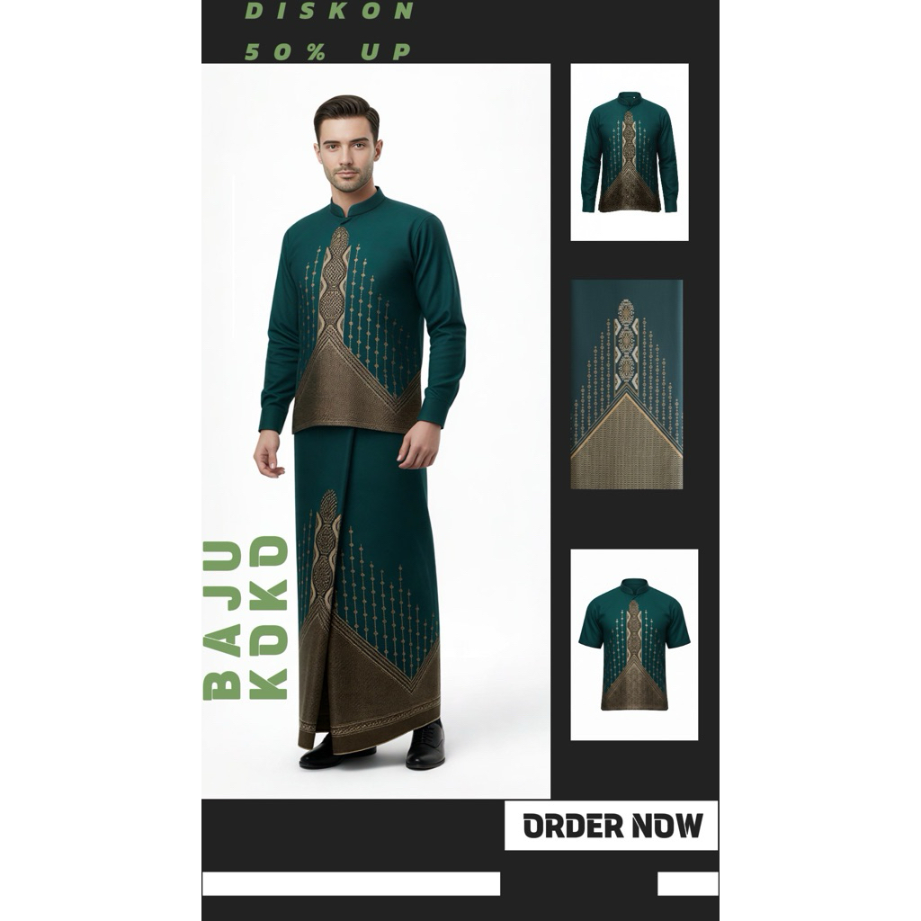 Baju Koko Slimfit Setelan Sarung Batik Elegan Dan Mewah