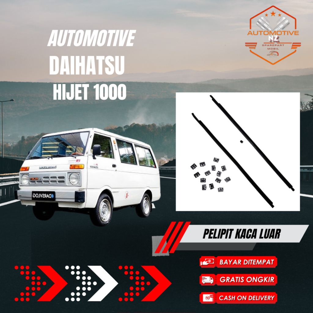 Pelipit Kaca Luar Mobil Daihatsu Hijet 1000 | Lis Karet Kaca Pintu Hijet 1000 Kanan & Kiri | OEM Qua