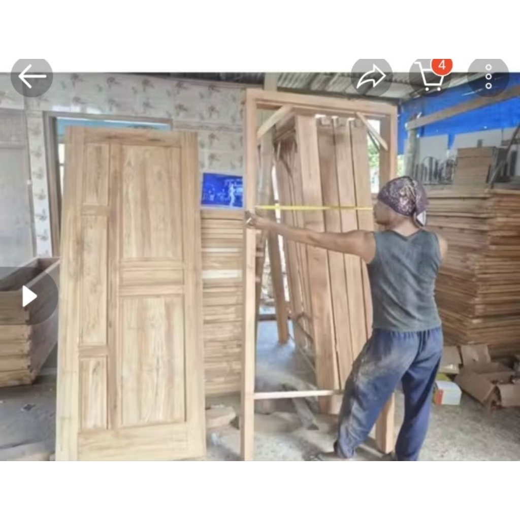 Pintu kayu jati dan ukuran kusen mengikuti pintu