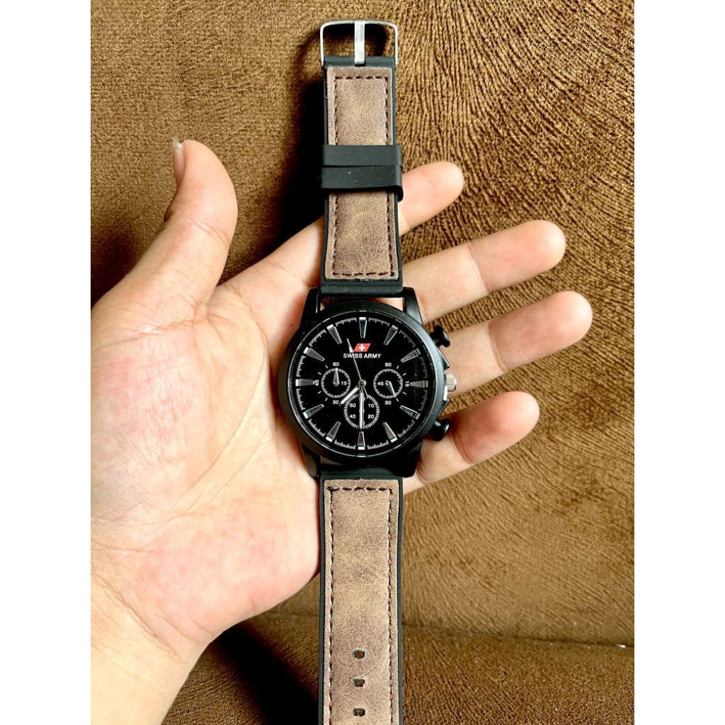 JAM TANGN PRIA KULIT POLOS ANALOG