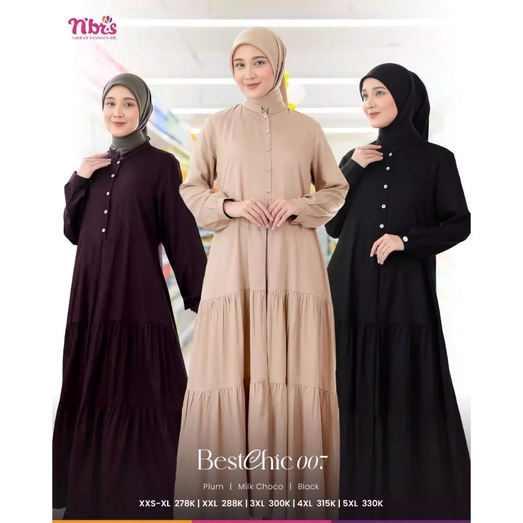Gamis merk nibras terbaru bestchic 007, gamis ibu ibu, gamis harian, gamis remaja, gamis simple merk