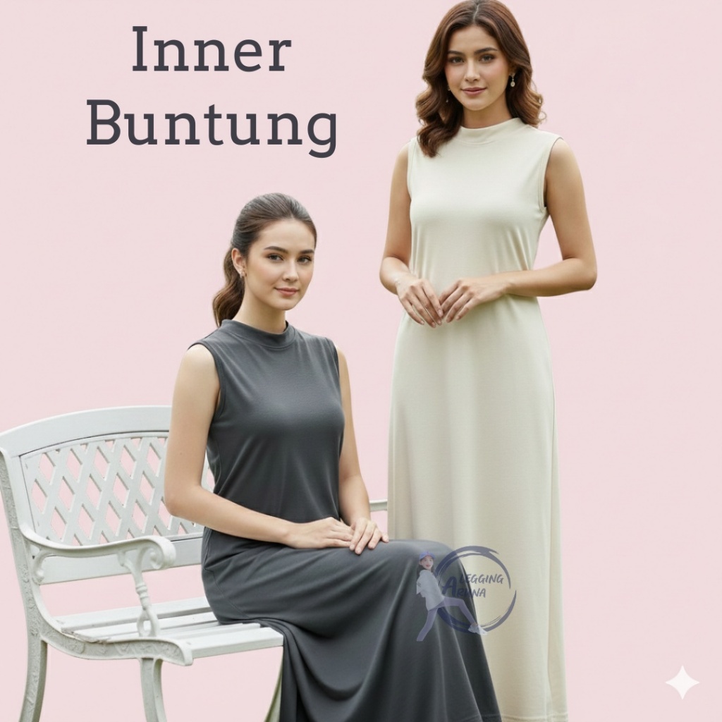 inner gamis | inner span dress | inner dress lengan pendek wanita muslim bahan spandex lembut