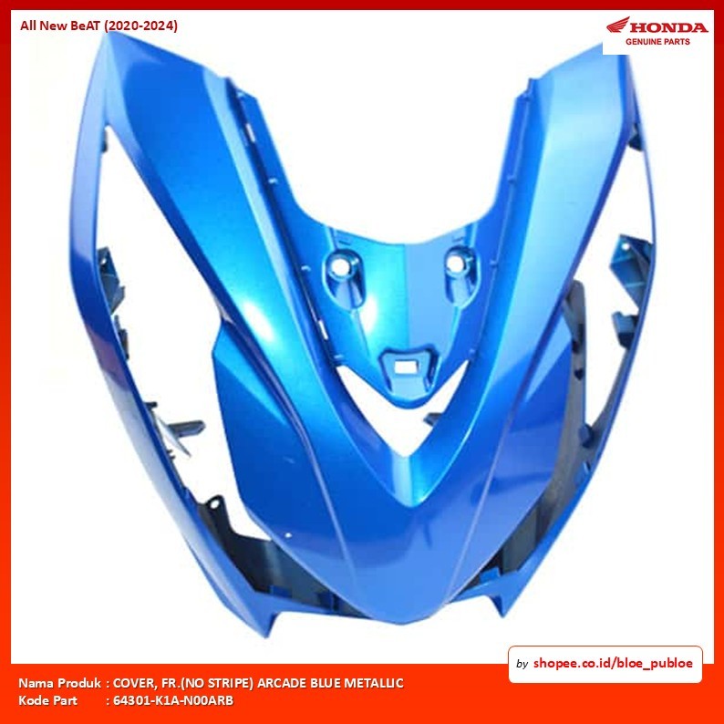 Cover Depan Biru Honda All New BeAT/COVER, FR.(NO STRIPE) ARCADE BLUE METALLIC/64301K1AN00ARB