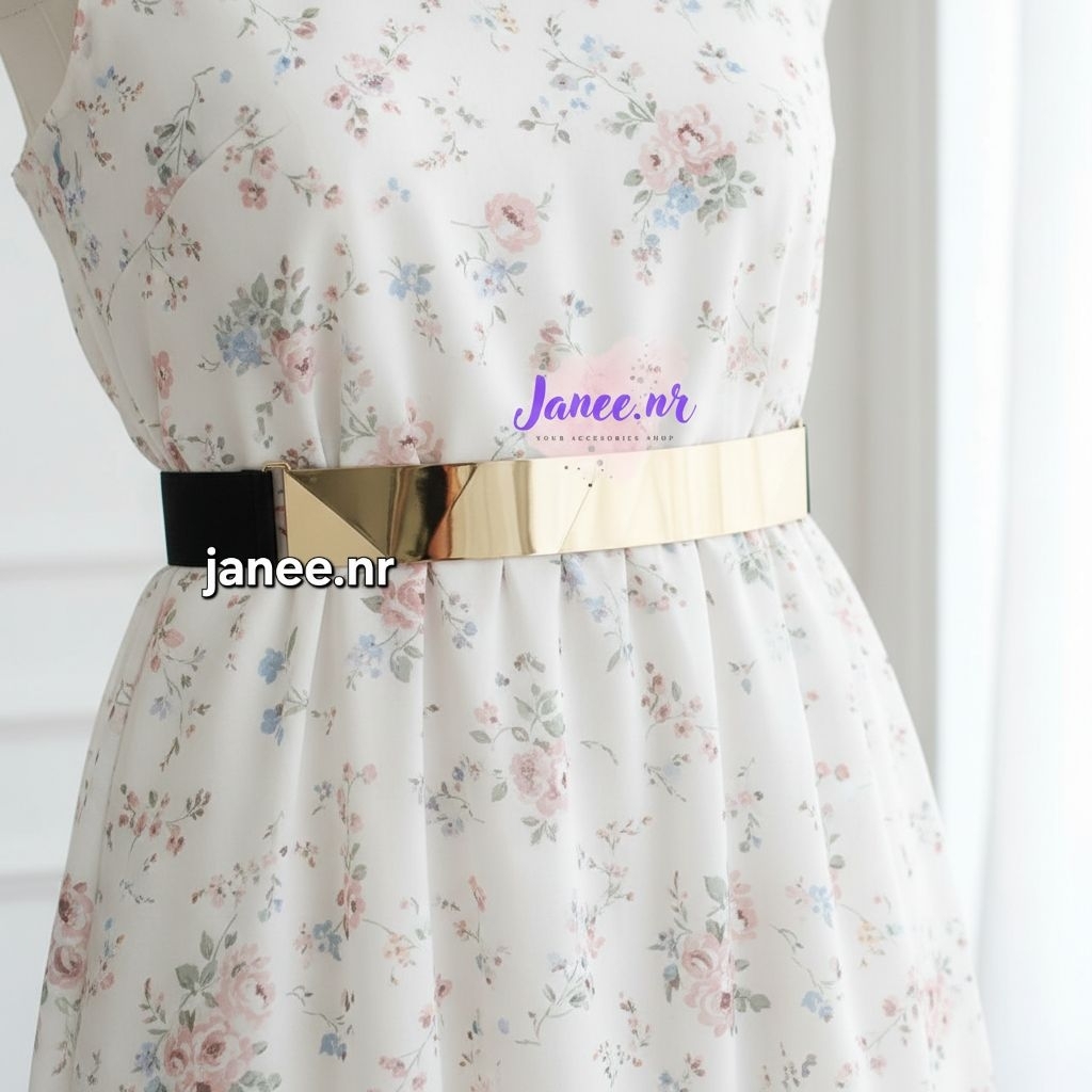 ( SB17) sabuk plat besi gold ikat pinggang wanita fashion