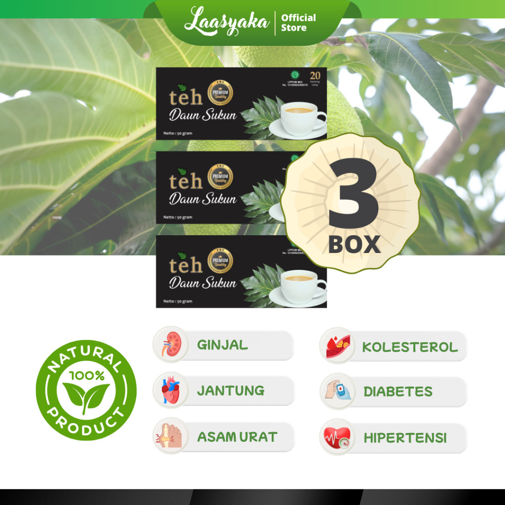 Teh Daun Sukun Laasyaka Premium Asli ( Dapat 3 Box )