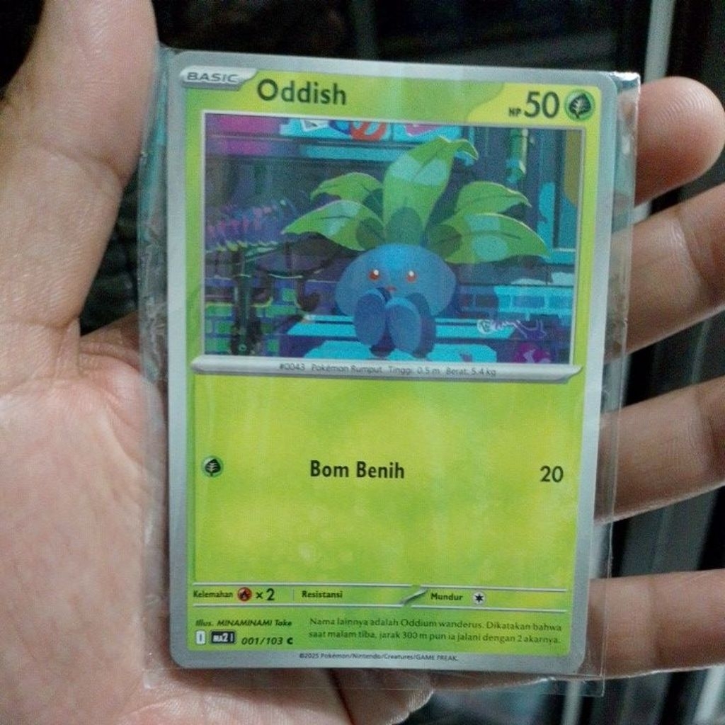 Kartu Card Pokemon Indonesia TCG Oddish 001/103 MA2 Kobaran Biru
