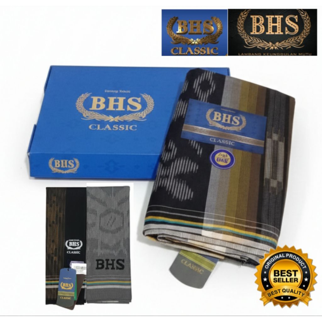 Sarung BHS Classic Hitam 24 C44 DKE Motif KWG DBY/ SARUNG BHS CLASSIC ORIGINAL