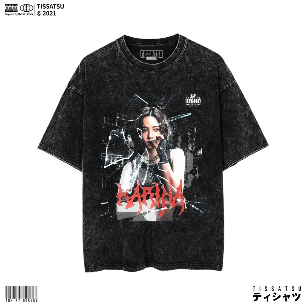 TISSATSU Kaos AESPA KARINA Oversize Washed / T-Shirt Kpop Wash Slimfit / AESPA-37