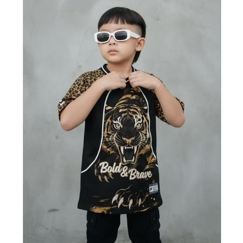 Jersey leopard anak terbaru / pakaian motif leopard baju Jersey printing anak