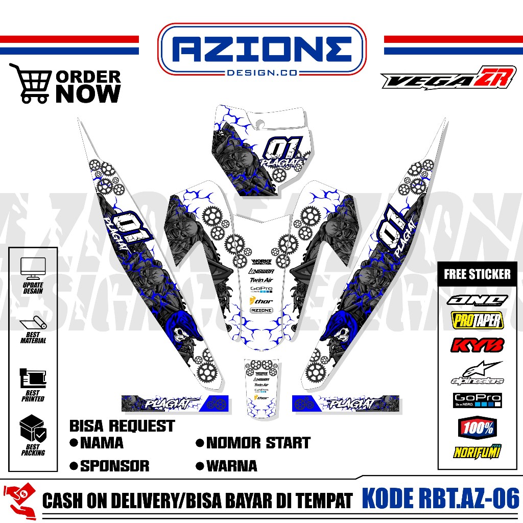 (PROMO COD) Sticker Variasi RBT/GTX VEGA ZR Decal Striping Bebek Modif RBT, FREE STICKER PACKC VEGA 