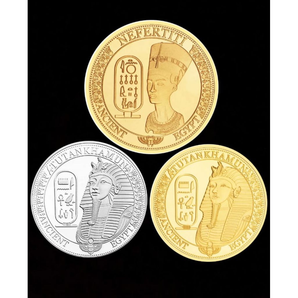 Souvenir Hadiah Pajangan Mahar Seni Koin Egypt Ratu Raja Mesir Kuno Piramida Koleksi Logam Coin Lama