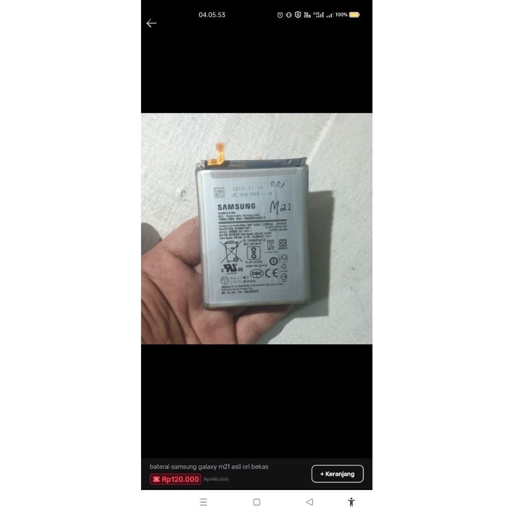 baterai Samsung Galaxy M21 asli original second battery Samsung m21