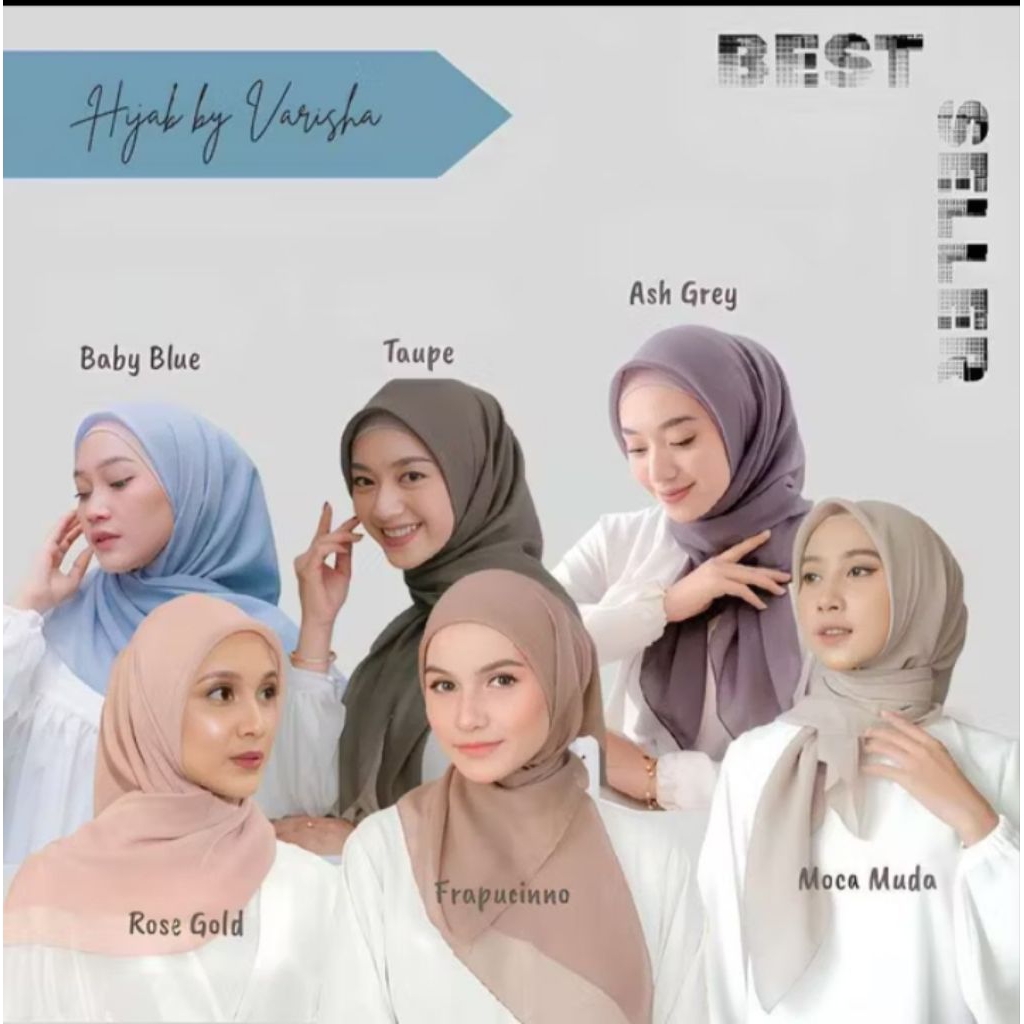 HIJAB PARIS JADUL MOTIF POLOS MERK VARISHA AZARA  JILBAB SEGI EMPAT PREMIUM