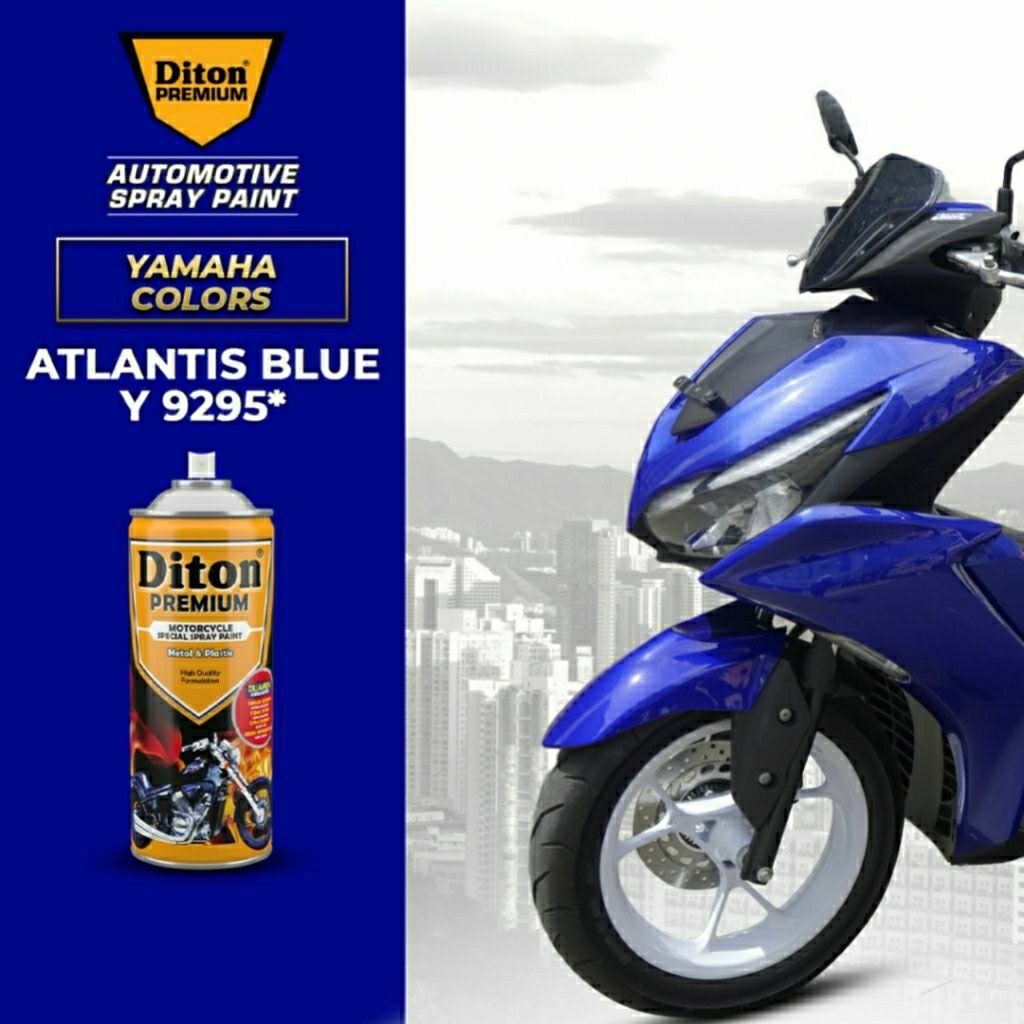 #MAU# Cat Semprot Diton Premium Y 9295 Atlantis Blue 400ml Biru Metallic Yamaha Metalik Pilok Pylox