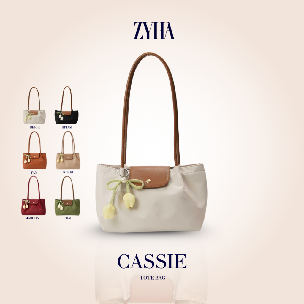 KHUSUS LIVE ZYHA | CASSIE - Tote Bag Elegan Multifungsi, Bahan Premium dengan Aksen Kulit Tas Wanita