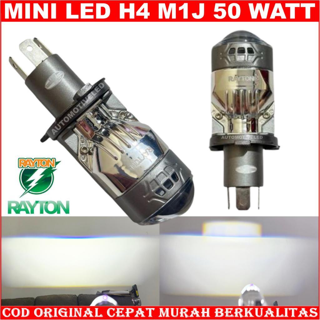 Lampu Utama Mini Biled Projector H4 M1J RTD Rayton Bluelens 50 Watt Kipas Pendingin