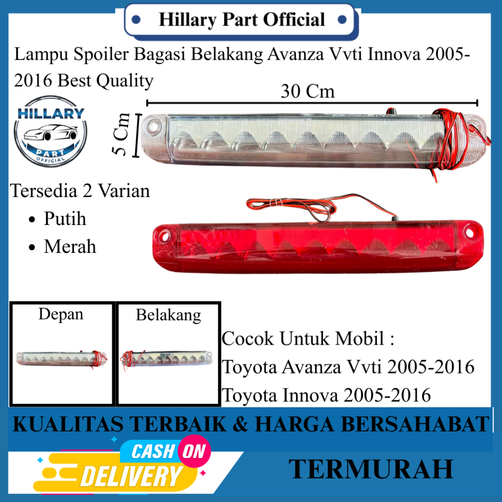 Lampu Spoiler Bagasi Belakang Avanza Vvti Innova 2005-2016