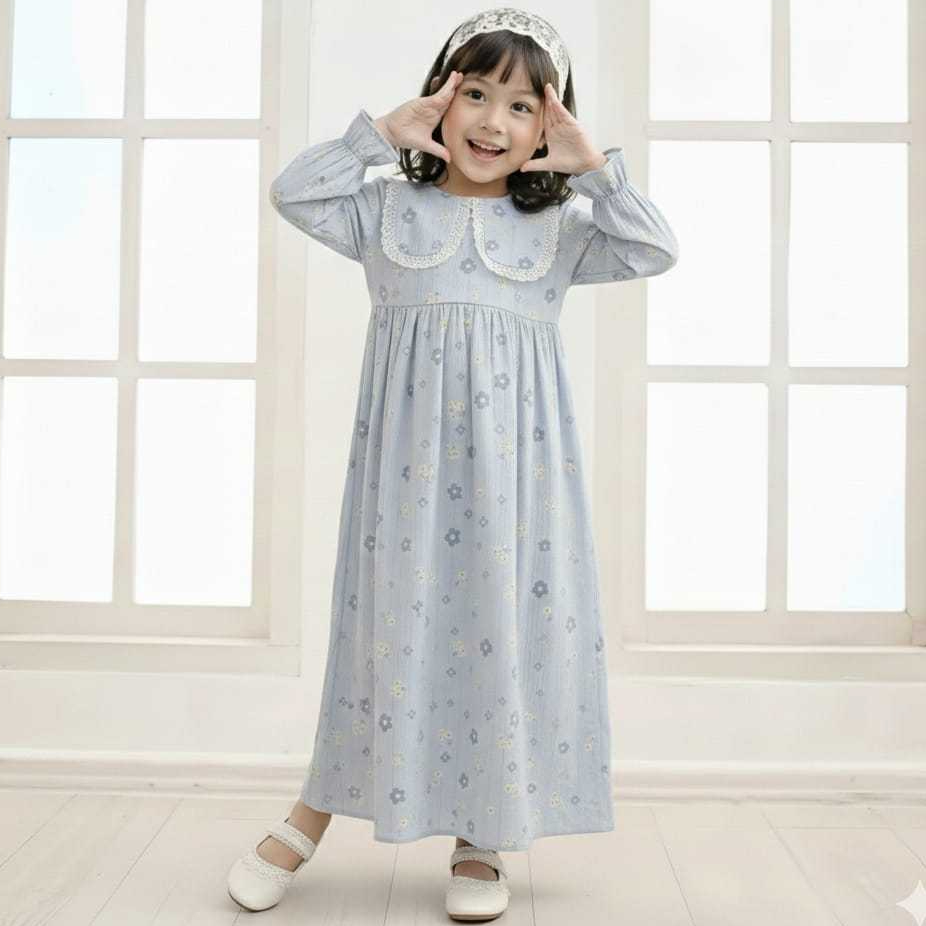 2-6 Gamis Anak Perempuan Aruma Bahan Crinkle Elora / Gamis Anak Perempuan / Gamis Lebaran Anak Perem