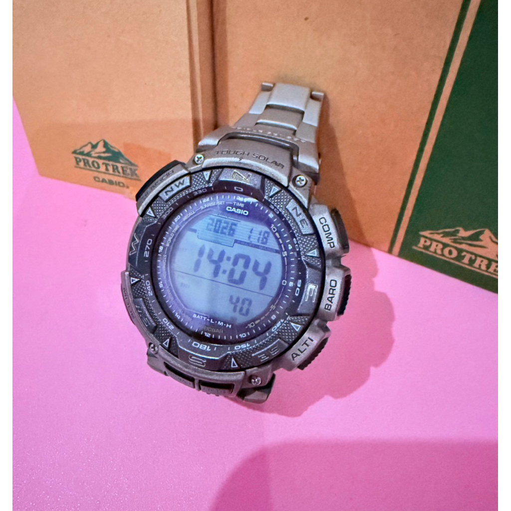 Jam Tangan Pria Casio Pro Trek PRG-240-1DR - Tough Solar & Triple Sensor