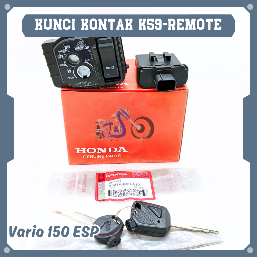 Kunci Kontak Set Honda K59 Remote Konci Motor Vario 150 ESP Keyset + Tutup Jok Kualitas Original AHM